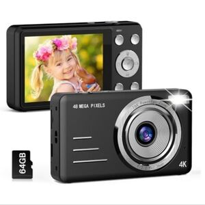 Black 48MP Digital Camera with Anti-Shake and 64GB Card